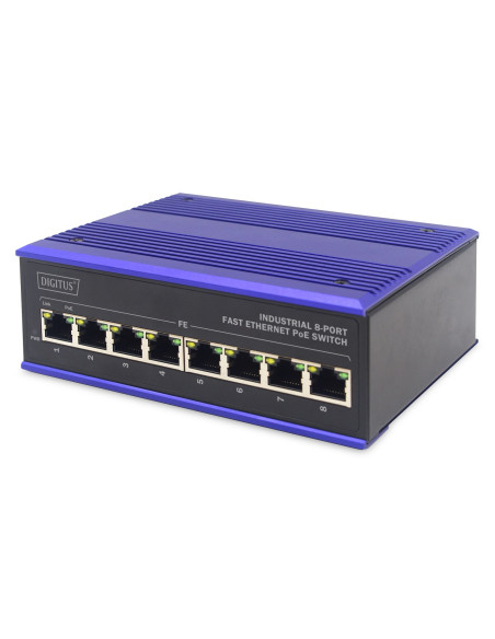 Przemysłowy Switch 8X 100Base-Tx Poe 240W Din Rozszerzony Zakres Temp.