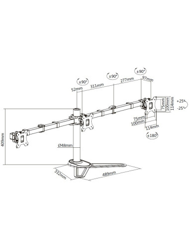 Uchwyt Biurkowy Equip Pro - Tilt Dla 3 Wyświetlaczy Lcd - Rozmiar Ekranu: 43,2-68,6 Cm (17"-27") - Interfejs Montażowy: Do 100 X