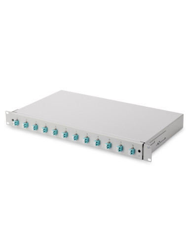Panel Krosowy Fo Z Wyposażeniem 19'' 1U, 12X Lc Dx, Om3, Pigtaile, Adaptery, Tacki, Wysuwany, Szary