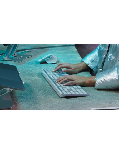 Logitech Mx Keys S Klawiatura Uniwersalne Rf Wireless + Bluetooth Qwertz Niemiecki Aluminium, Biały