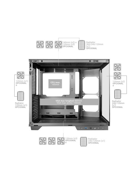 Tacens Mars Mc-Mirage 7.2" Ips Lcd Atx- Obudowa