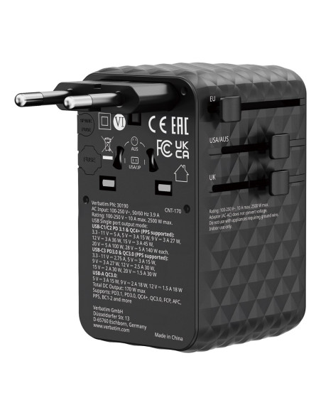 Uniwersalny Zasilacz Podróżny Verbatim Charge 'N' Travel 170 W