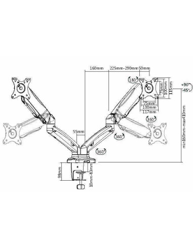 Equip Uchwyt Stołowy 17"-32" / 2Tft 360° Sprężyna Gazowa 9 Kg Detaliczny