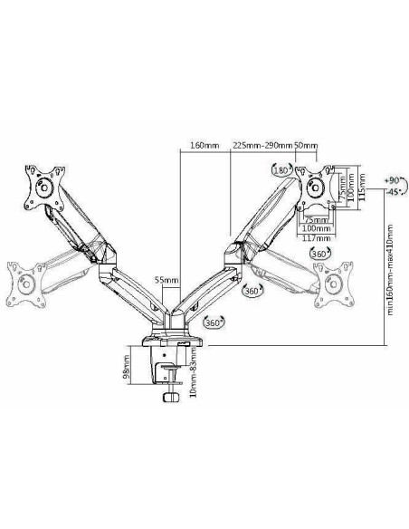 Equip Uchwyt Stołowy 17"-32" / 2Tft 360° Sprężyna Gazowa 9 Kg Detaliczny