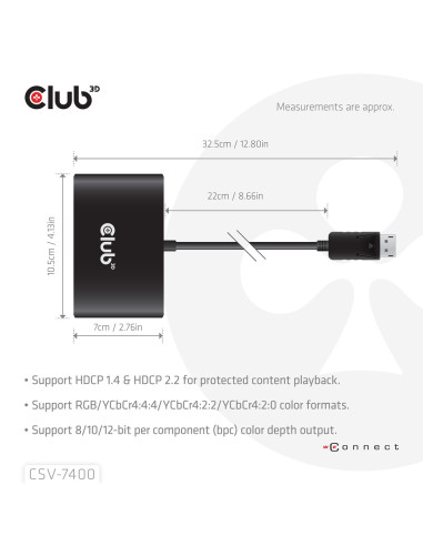 Hub Usb Club Hub 3D Mst (Multi Stream Transport) Displayport 1.4 Na 4X Displayport, Cztery Monitory, 4X 4K30Hz, 8K30Hz
