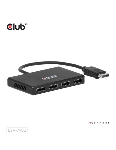 Hub Usb Club Hub 3D Mst (Multi Stream Transport) Displayport 1.4 Na 4X Displayport, Cztery Monitory, 4X 4K30Hz, 8K30Hz