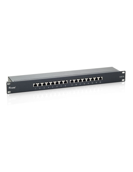 Patchpanel Marki Equip Cat6, 16 Portów, Czarny, 19" (1U)