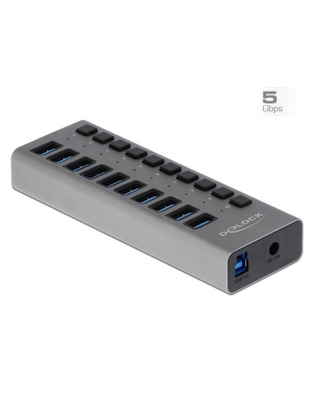 Delock Zewnętrzny Usb 3.0 Hub Z 10 Portami I Przełącznikami