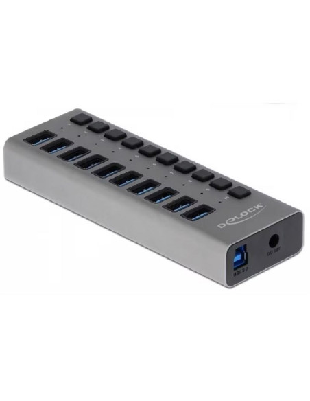 Delock Zewnętrzny Usb 3.0 Hub Z 10 Portami I Przełącznikami