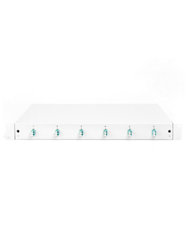 Panel Krosowy Fo Z Wyposażeniem 19'' 1U, 6X Lc Dx, Om3, Pigtaile, Adaptery, Tacki, Wysuwany, Szary