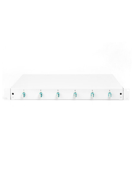 Panel Krosowy Fo Z Wyposażeniem 19'' 1U, 6X Lc Dx, Om3, Pigtaile, Adaptery, Tacki, Wysuwany, Szary