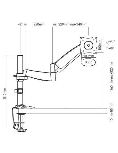 Uchwyt Biurkowy Equip 650112 68,6 Cm (27") Biały