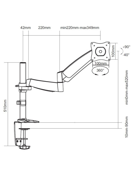 Uchwyt Biurkowy Equip 650112 68,6 Cm (27") Biały