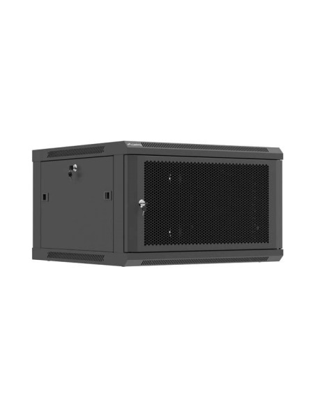 Szafa Instalacyjna Rack Wisząca 19" 6U 600X600 Czarna Drzwi Perforowane Lanberg (Flat Pack)