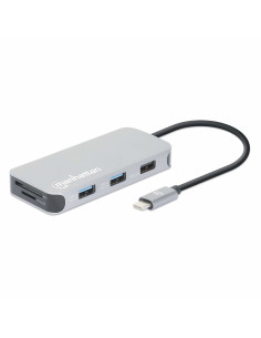 Stacja Dokująca Manhattan Usb-C 8 W 1 Z Zasilaniem Usb 3.2 Gen 1 Type-C Męski Na Żeński Hdmi, Trzy Porty Usb-A, Gigabitowy Port 