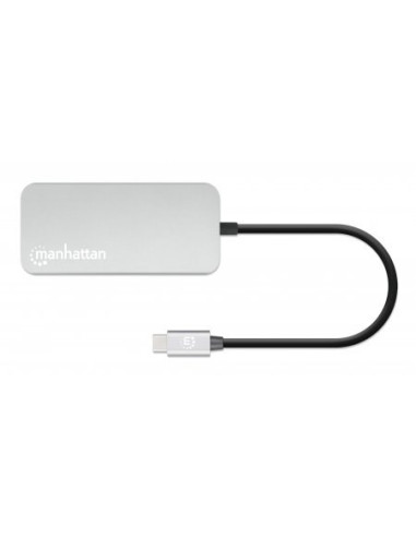Stacja Dokująca Manhattan Usb-C 8 W 1 Z Zasilaniem Usb 3.2 Gen 1 Type-C Męski Na Żeński Hdmi, Trzy Porty Usb-A, Gigabitowy Port 