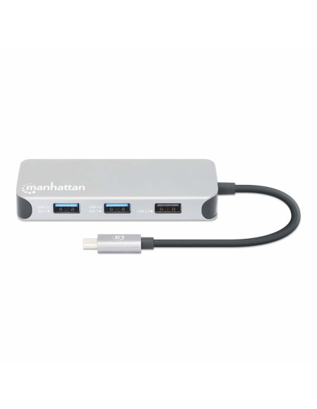 Stacja Dokująca Manhattan Usb-C 8 W 1 Z Zasilaniem Usb 3.2 Gen 1 Type-C Męski Na Żeński Hdmi, Trzy Porty Usb-A, Gigabitowy Port 