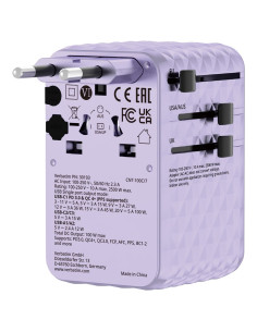 Uniwersalny Zasilacz Podróżny Verbatim Charge 'N' Travel 100 W Z Wysuwanym Kablem Fioletowy