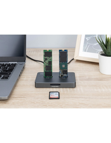 Stacja Dokująca Usb-C 3.2 Gen2 Dla Dysków Ssd M.2 Duo Nvme Oraz Sata (Max. 2X 4 Tb) Z Czytnikiem Kart Sd-Express 7.1 (Max. 2 Tb)
