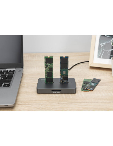 Stacja Dokująca Usb-C 3.2 Gen2 Dla Dysków Ssd M.2 Duo Nvme Oraz Sata (Max. 2X 4 Tb) Z Czytnikiem Kart Sd-Express 7.1 (Max. 2 Tb)