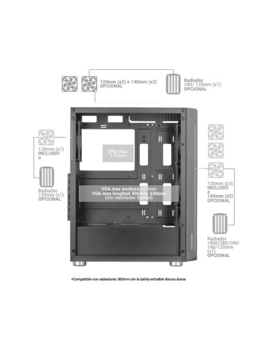 Tacens Mars Mc-F 4X120Mm Argb Atx- Obudowa