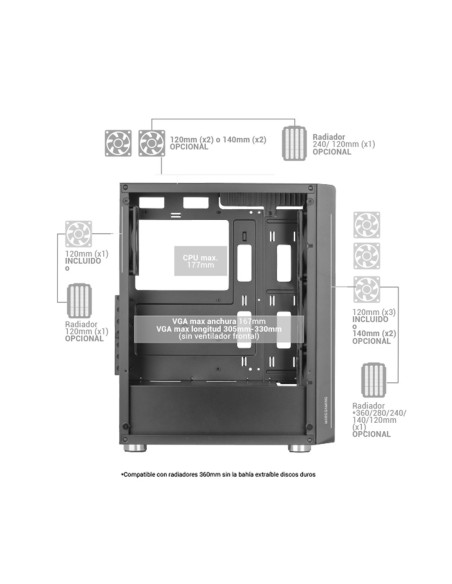 Tacens Mars Mc-F 4X120Mm Argb Atx- Obudowa