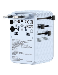 Uniwersalny Zasilacz Podróżny Verbatim Charge 'N' Travel 100 W Ze Zwijanym Kablem Niebieski