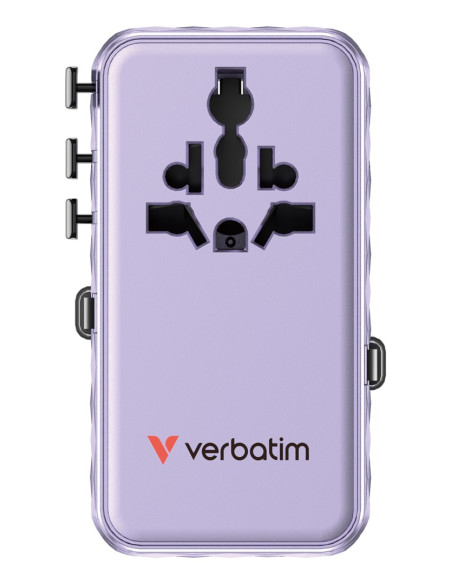 Verbatim Charge 'N' Travel 70W 2C Chowany Uniwersalny Adapter Podróżny Fioletowy