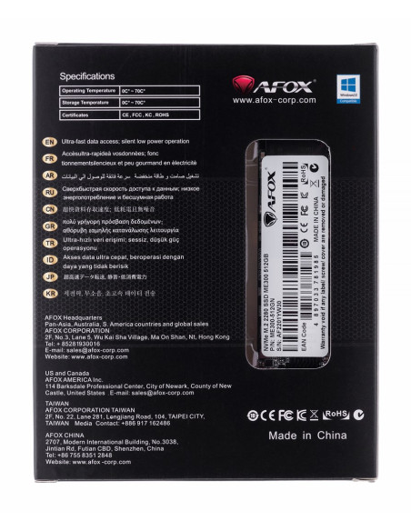 Afox Me300 Ssd M.2 Pci-Ex4 512Gb Tlc 2.5 Gb/S Nvme