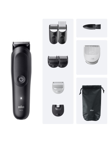 Zestaw Do Pielęgnacji Braun 9 W 1 All-In-One Series 5 Aio5540, Bezprzewodowy, Liczba Stopni Długości 14, Czarny