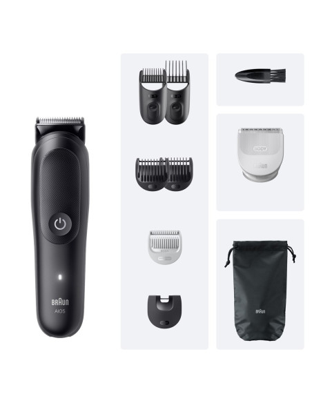 Zestaw Do Pielęgnacji Braun 9 W 1 All-In-One Series 5 Aio5540, Bezprzewodowy, Liczba Stopni Długości 14, Czarny