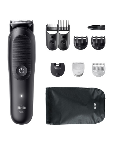 Zestaw Do Pielęgnacji Braun 9 W 1 All-In-One Series 5 Aio5540, Bezprzewodowy, Liczba Stopni Długości 14, Czarny