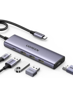 Ugreen Wielofunkcyjny Hub 5W1 Usb-C  - Hdmi 1.4 / 3 X Usb-A / Usb-C Pd 100W Cm511 - Szary