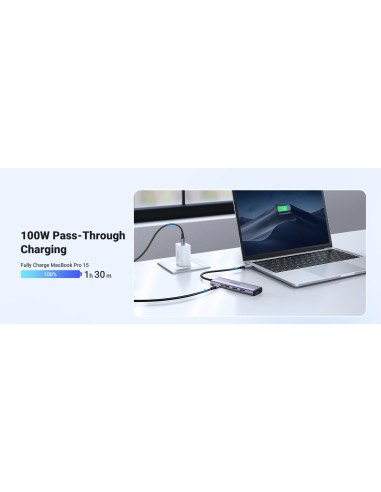 Ugreen Wielofunkcyjny Hub 5W1 Usb-C  - Hdmi 1.4 / 3 X Usb-A / Usb-C Pd 100W Cm511 - Szary