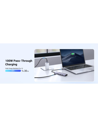 Ugreen Wielofunkcyjny Hub 5W1 Usb-C  - Hdmi 1.4 / 3 X Usb-A / Usb-C Pd 100W Cm511 - Szary