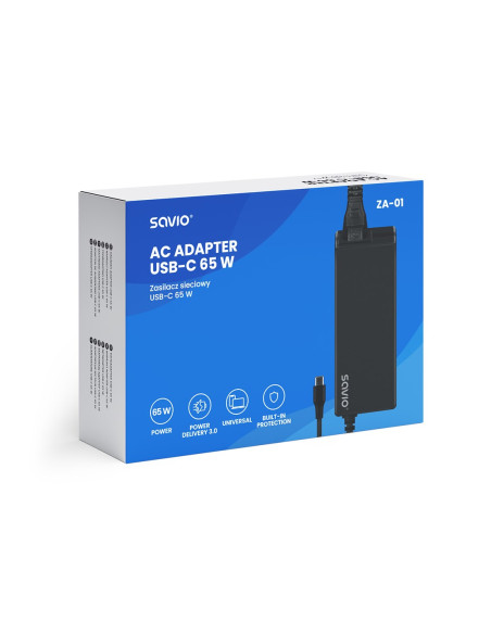 Savio Zasilacz Sieciowy Usb-C 65W Za-01