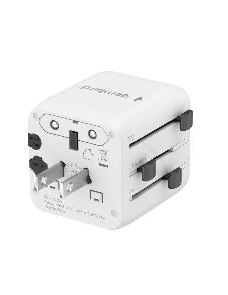 Gembird Uniwersalny Adapter Podróżny Biały