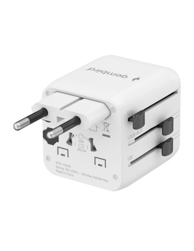 Gembird Uniwersalny Adapter Podróżny Biały