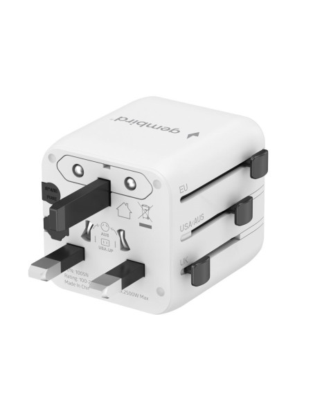 Gembird Uniwersalny Adapter Podróżny Biały