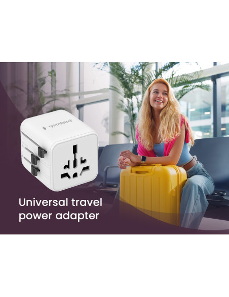 Gembird Uniwersalny Adapter Podróżny Biały