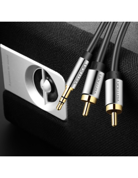 Kabel Audio 3,5 Mm Męski Na 2Rca Męski 1 M Czarny