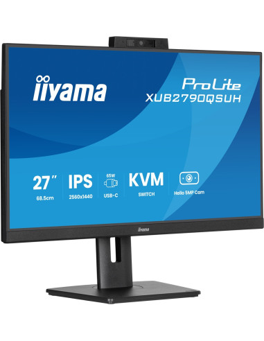 Monitor Iiyama Xub2790Qsuh-B2 27" Ips-Panel 2560X1440 100Hz Windows Hello Kamera 5Mp Auto Focus 15Cm Regulacja Wysokości Stojaka