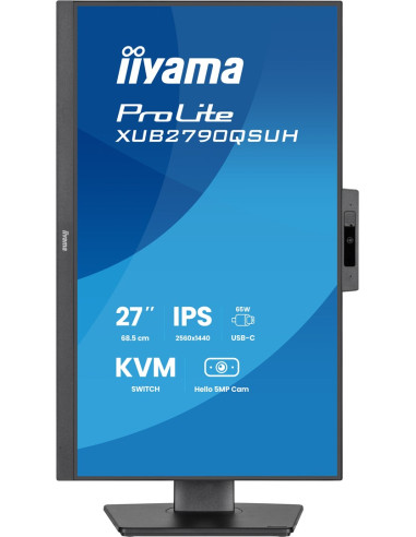 Monitor Iiyama Xub2790Qsuh-B2 27" Ips-Panel 2560X1440 100Hz Windows Hello Kamera 5Mp Auto Focus 15Cm Regulacja Wysokości Stojaka