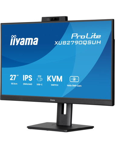 Monitor Iiyama Xub2790Qsuh-B2 27" Ips-Panel 2560X1440 100Hz Windows Hello Kamera 5Mp Auto Focus 15Cm Regulacja Wysokości Stojaka