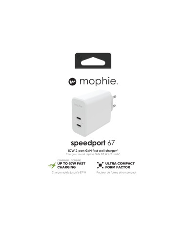 Mophie Gan Charger Dual - Ładowarka Sieciowa Z Podwójnym Wejściem Usb-C 67W (White)
