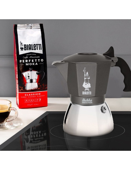 Kawiarka Bialetti Brikka Induction 4Tz 180 Ml Antracytowy, Srebrny