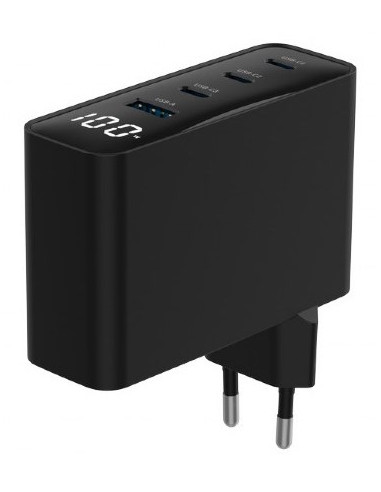 Gembird 4-Portowa Szybka Ładowarka Sieciowa Gan (Pd) Usb (3X Usb-A + 1X Usb Typ-C) 100W, Czarna