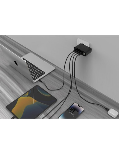 Gembird 4-Portowa Szybka Ładowarka Sieciowa Gan (Pd) Usb (3X Usb-A + 1X Usb Typ-C) 100W, Czarna