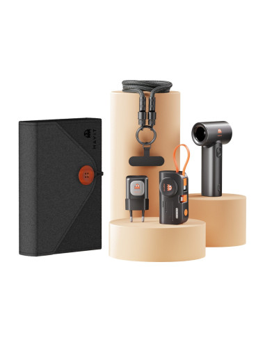 Havit Travel Set: Ładowarka Podróżna + Power Bank + Kabel Usb-C + Wentylator Ręczny
