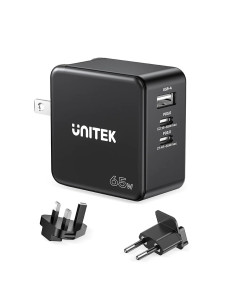 Unitek Ładowarka Gan, Pd 65W 2X Usb-C, Usb-A
